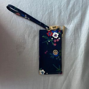 Tory Burch Navy Floral wristlet